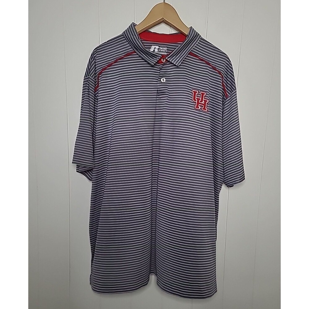Russell Polo Shirt Mens 2XL University of Houston Red Gray Short Sleeve Casual